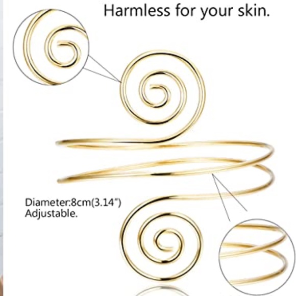 Gypsy Swirl Boho Style Gold Plated Upper Arm Cuff - Picture 8 of 15